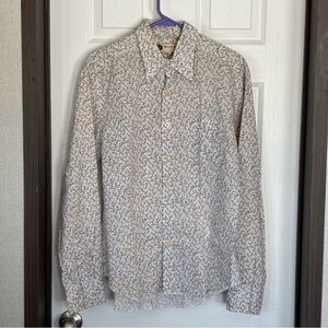 Men's Casual Button Down Shirt - Cream Pattern